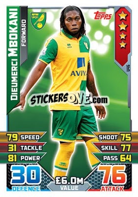 Sticker Dieumerci Mbokani - English Premier League 2015-2016. Match Attax Extra n. U46 - Topps