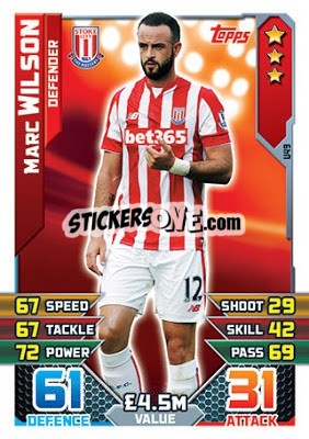 Sticker Marc Wilson - English Premier League 2015-2016. Match Attax Extra n. U49 - Topps