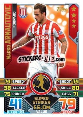 Sticker Marko Arnautovic - English Premier League 2015-2016. Match Attax Extra n. U50 - Topps