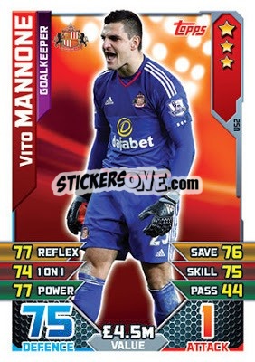 Sticker Vito Mannone - English Premier League 2015-2016. Match Attax Extra n. U52 - Topps