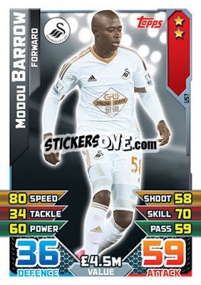 Sticker Modou Barrow - English Premier League 2015-2016. Match Attax Extra n. U57 - Topps