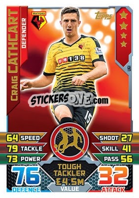 Sticker Craig Cathcart - English Premier League 2015-2016. Match Attax Extra - Topps