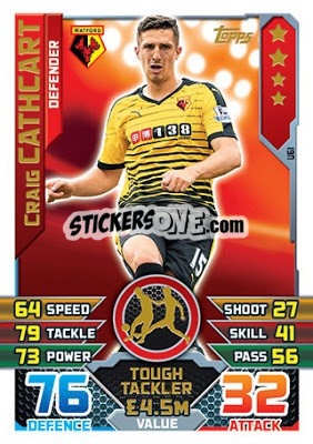 Sticker Craig Cathcart - English Premier League 2015-2016. Match Attax Extra n. U61 - Topps