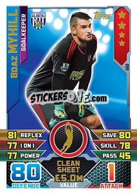 Sticker Boaz Myhill - English Premier League 2015-2016. Match Attax Extra n. U63 - Topps