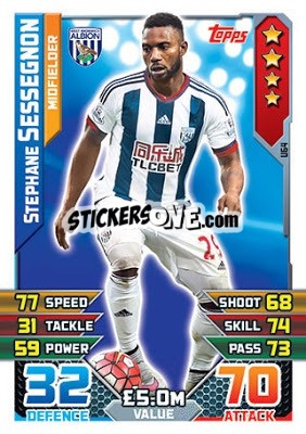 Sticker Stephane Sessegnon - English Premier League 2015-2016. Match Attax Extra n. U64 - Topps