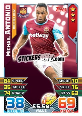 Sticker Michail Antonio - English Premier League 2015-2016. Match Attax Extra - Topps