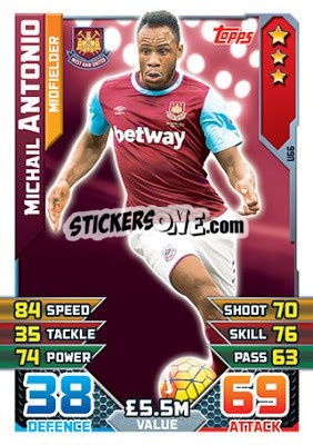 Sticker Michail Antonio - English Premier League 2015-2016. Match Attax Extra n. U66 - Topps
