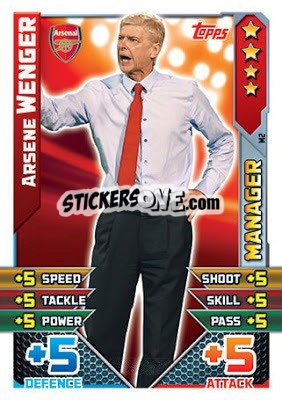 Sticker Arsene Wenger - English Premier League 2015-2016. Match Attax Extra n. M2 - Topps