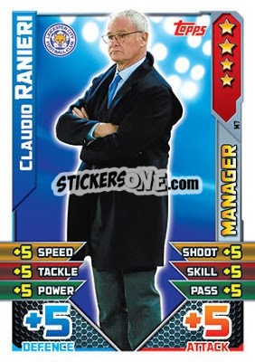 Sticker Claudio Ranieri - English Premier League 2015-2016. Match Attax Extra - Topps