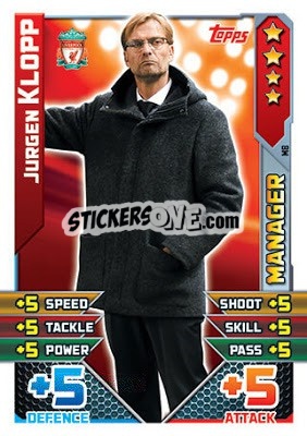 Sticker Jurgen Klopp - English Premier League 2015-2016. Match Attax Extra n. M8 - Topps