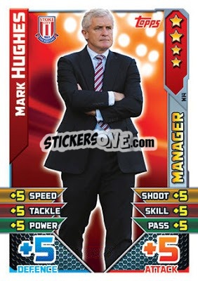 Sticker Mark Hughes - English Premier League 2015-2016. Match Attax Extra n. M14 - Topps
