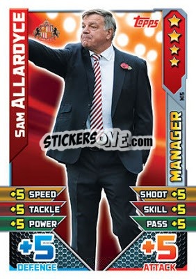 Figurina Sam Allardyce - English Premier League 2015-2016. Match Attax Extra - Topps