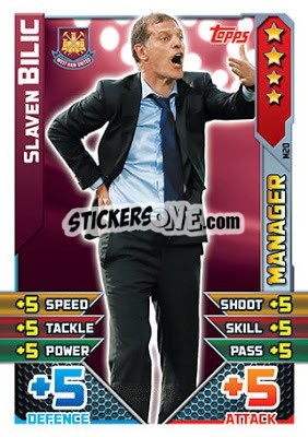 Sticker Slaven Bilic - English Premier League 2015-2016. Match Attax Extra - Topps