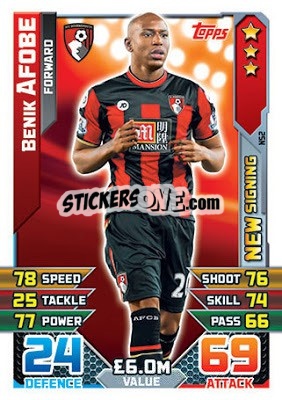Sticker Benik Afobe - English Premier League 2015-2016. Match Attax Extra n. NS2 - Topps