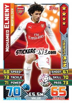 Sticker Mohamed Elneny - English Premier League 2015-2016. Match Attax Extra - Topps