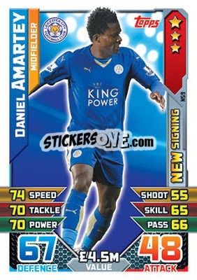 Sticker Daniel Amartey - English Premier League 2015-2016. Match Attax Extra n. NS9 - Topps