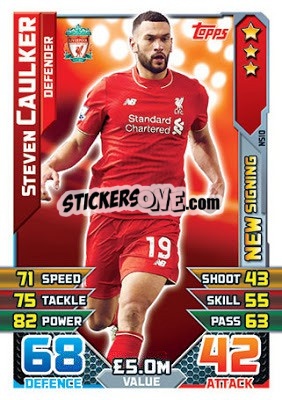Sticker Steven Caulker - English Premier League 2015-2016. Match Attax Extra n. NS10 - Topps