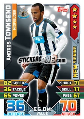 Sticker Andros Townsend - English Premier League 2015-2016. Match Attax Extra n. NS13 - Topps