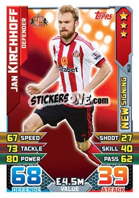 Sticker Jan Kirchhoff - English Premier League 2015-2016. Match Attax Extra n. NS21 - Topps