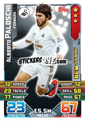 Sticker Alberto Paloschi - English Premier League 2015-2016. Match Attax Extra n. NS23 - Topps