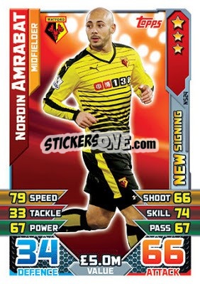 Sticker Nordin Amrabat - English Premier League 2015-2016. Match Attax Extra n. NS24 - Topps