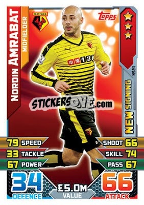 Figurina Nordin Amrabat - English Premier League 2015-2016. Match Attax Extra - Topps