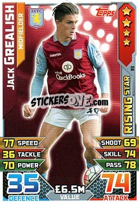 Cromo Jack Grealish - English Premier League 2015-2016. Match Attax Extra - Topps