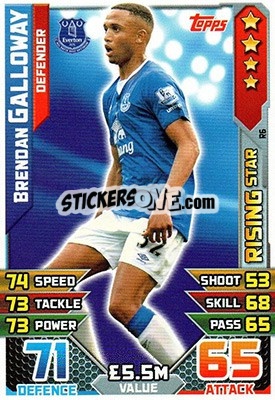 Sticker Brendan Galloway - English Premier League 2015-2016. Match Attax Extra - Topps