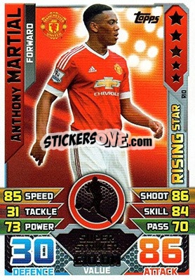 Sticker Anthony Martial - English Premier League 2015-2016. Match Attax Extra n. R10 - Topps