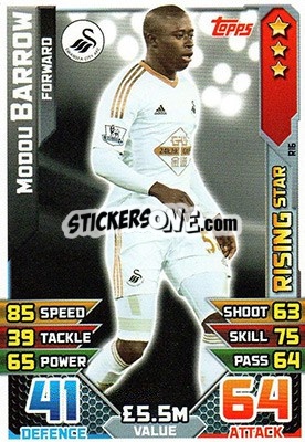 Sticker Modou Barrow - English Premier League 2015-2016. Match Attax Extra n. R16 - Topps