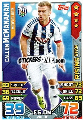 Sticker Callum McManaman - English Premier League 2015-2016. Match Attax Extra n. R19 - Topps