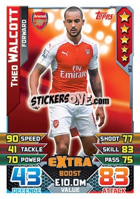 Sticker Theo Walcott  -  Extra Boost - English Premier League 2015-2016. Match Attax Extra n. UC2 - Topps