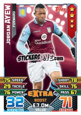 Sticker Jordan Ayew  -  Extra Boost - English Premier League 2015-2016. Match Attax Extra n. UC3 - Topps