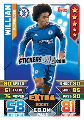 Figurina Willian  -  Extra Boost - English Premier League 2015-2016. Match Attax Extra - Topps