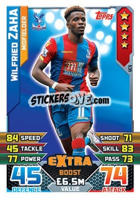 Sticker Wilfried Zaha  -  Extra Boost - English Premier League 2015-2016. Match Attax Extra n. UC5 - Topps