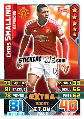 Sticker Chris Smalling  /  Extra Boost - English Premier League 2015-2016. Match Attax Extra n. UC10 - Topps