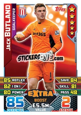 Sticker Jack Butland  -  Extra Boost - English Premier League 2015-2016. Match Attax Extra n. UC14 - Topps