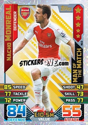 Sticker Nacho Monreal - English Premier League 2015-2016. Match Attax Extra n. MA3 - Topps