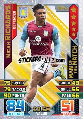 Sticker Micah Richards - English Premier League 2015-2016. Match Attax Extra n. MA5 - Topps