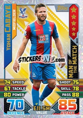 Sticker Yohan Cabaye - English Premier League 2015-2016. Match Attax Extra n. MA10 - Topps