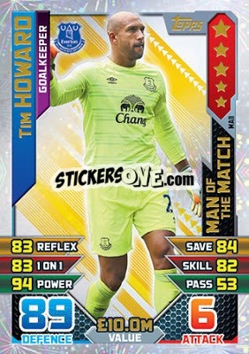 Sticker Tim Howard - English Premier League 2015-2016. Match Attax Extra n. MA11 - Topps