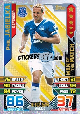 Sticker Phil Jagielka - English Premier League 2015-2016. Match Attax Extra n. MA12 - Topps