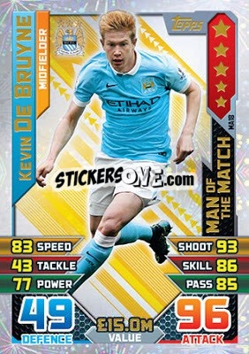 Sticker Kevin De Bruyne - English Premier League 2015-2016. Match Attax Extra n. MA18 - Topps