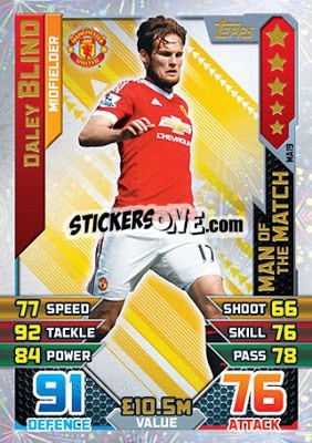 Sticker Daley Blind - English Premier League 2015-2016. Match Attax Extra - Topps