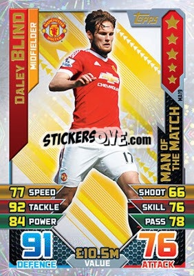 Sticker Daley Blind - English Premier League 2015-2016. Match Attax Extra n. MA19 - Topps