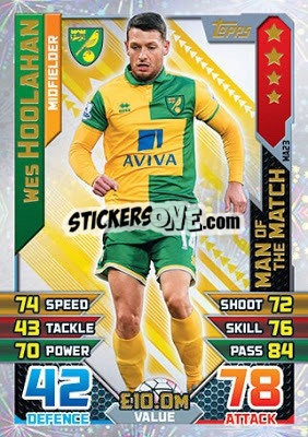 Sticker Wes Hoolahan - English Premier League 2015-2016. Match Attax Extra n. MA23 - Topps