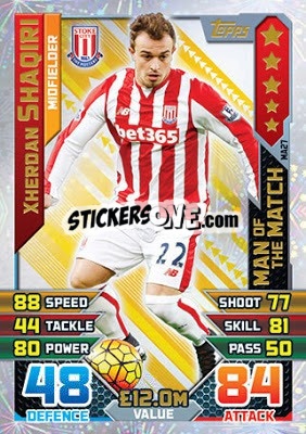 Sticker Xherdan Shaqiri - English Premier League 2015-2016. Match Attax Extra n. MA27 - Topps
