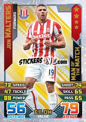 Sticker Jon Walters - English Premier League 2015-2016. Match Attax Extra n. MA28 - Topps