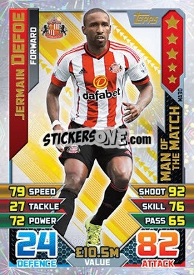 Sticker Jermain Defoe - English Premier League 2015-2016. Match Attax Extra n. MA30 - Topps