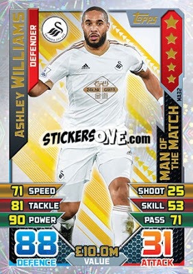 Sticker Ashley Williams - English Premier League 2015-2016. Match Attax Extra n. MA32 - Topps